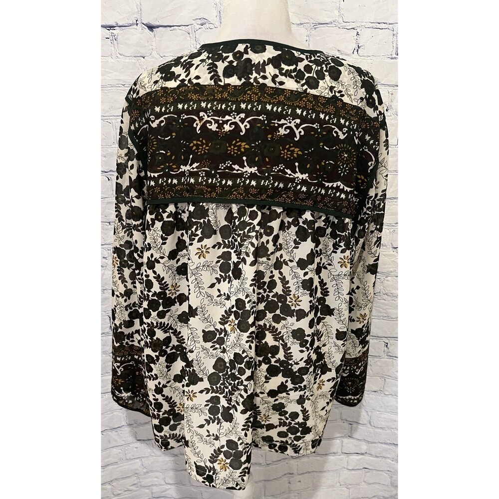 Preswick & Moore Green & Cream Plus Size floral print Blouse top shirt 3X - Picture 4 of 6